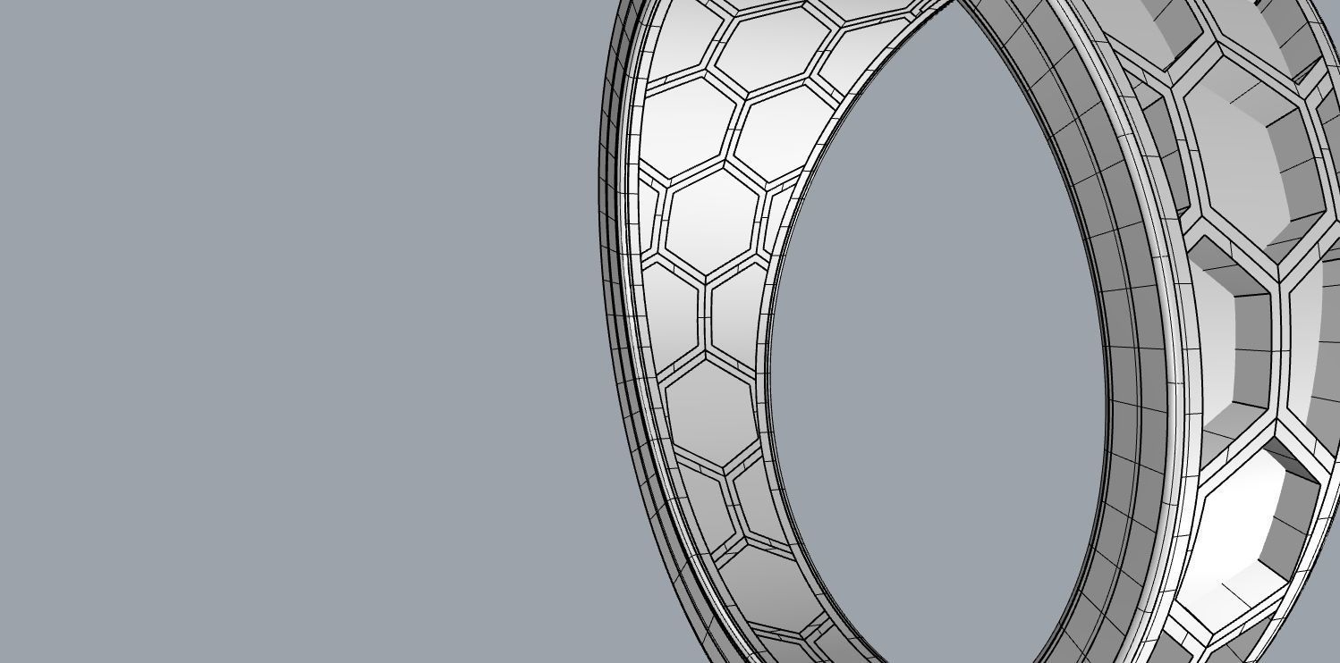 Honeycomb ring 3D print model_8