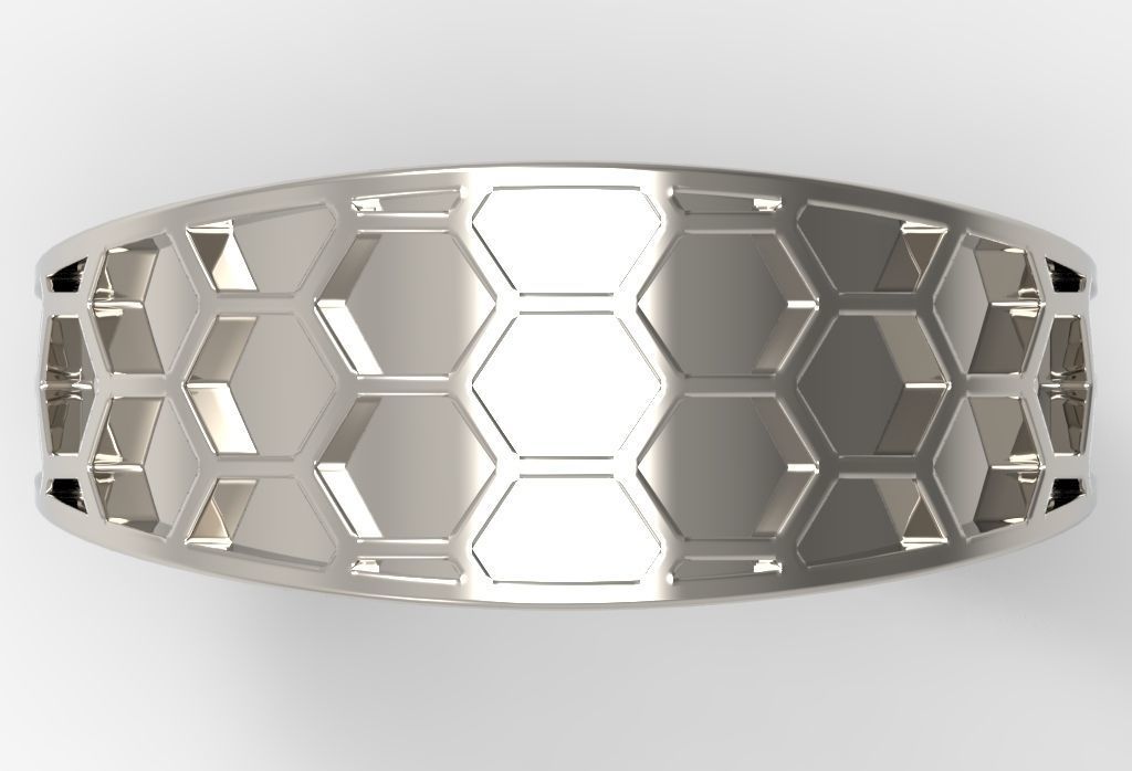 Honeycomb ring 3D print model_4