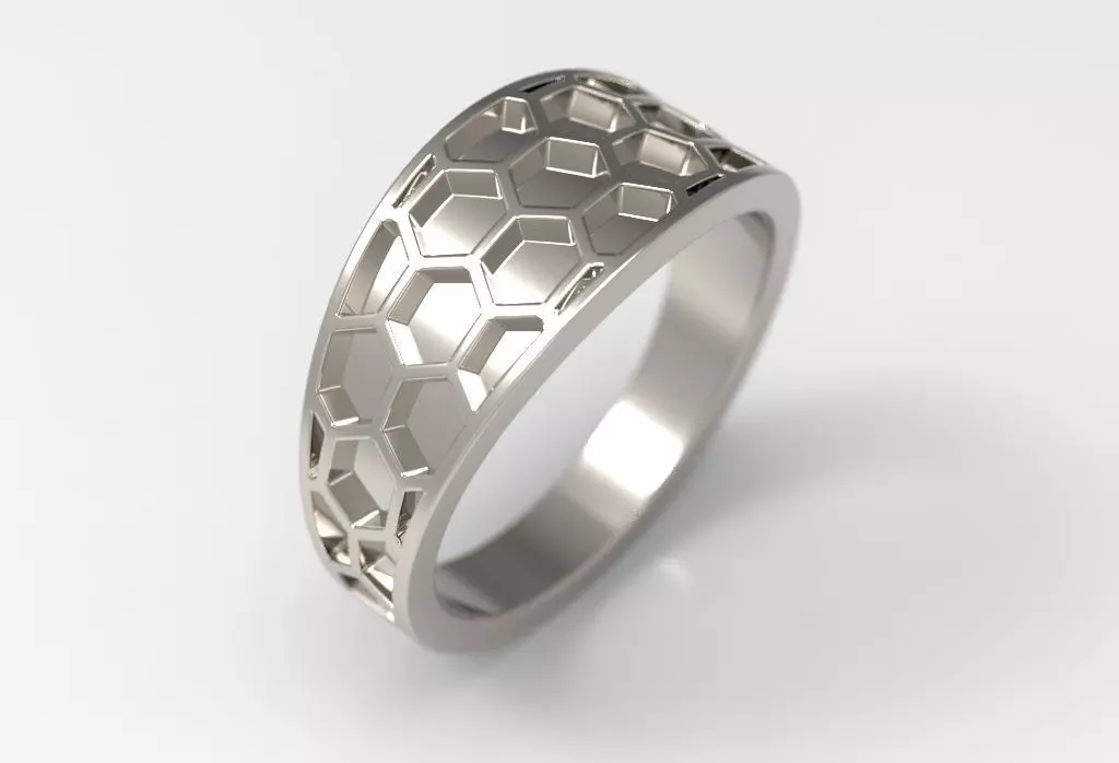 Honeycomb ring 3D print model_0