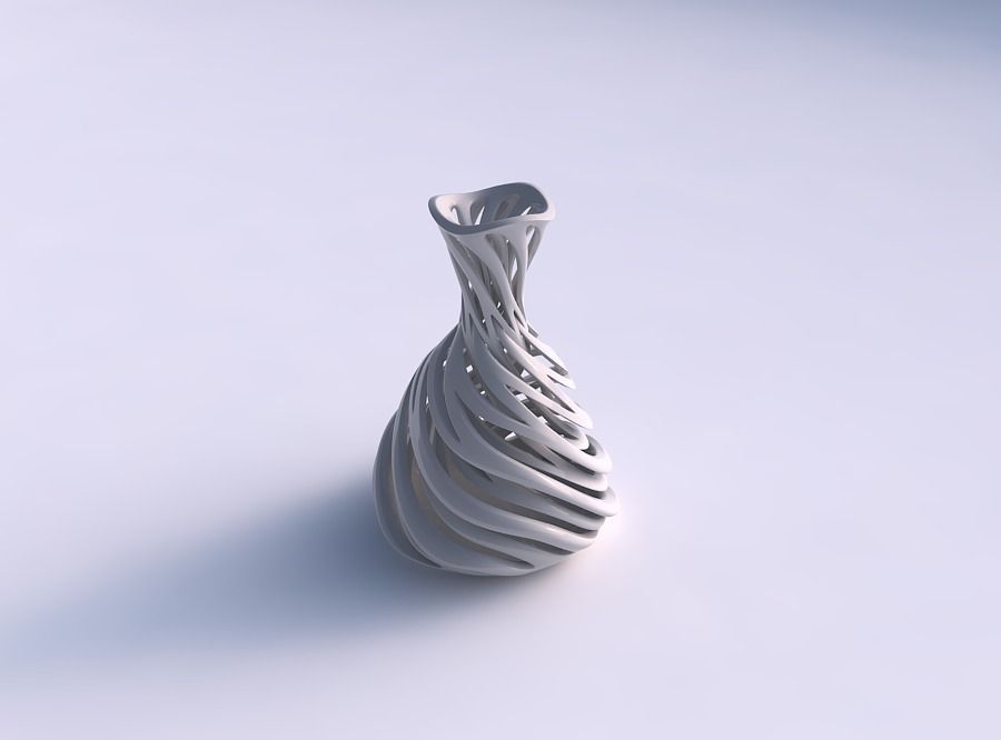 Vase taper squeezed neck with intertwining lines very twisted...