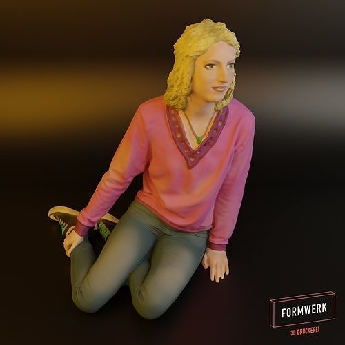 Laura sitting 3D print model