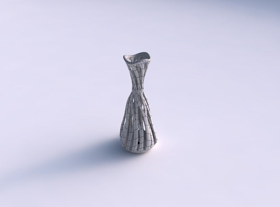 Vase taper squeezed neck with intertwining lines twisted and ... 3D print model_5