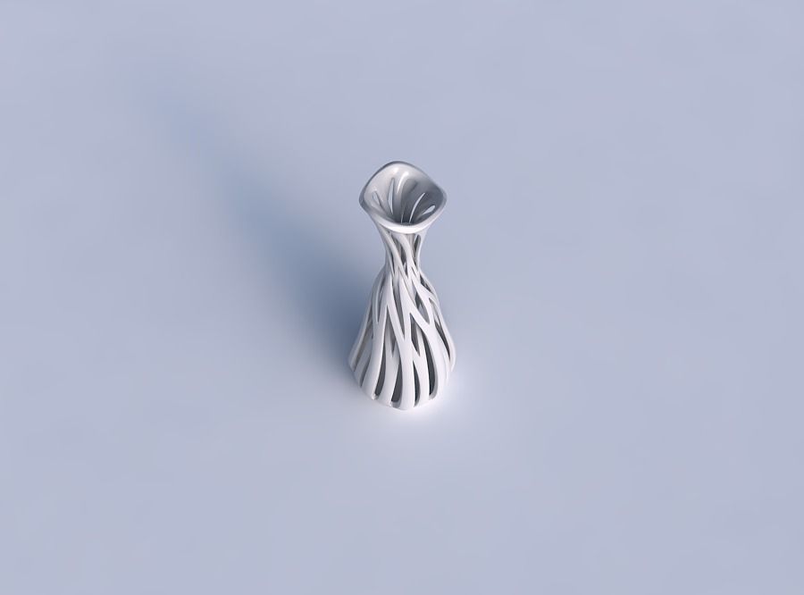 Vase taper squeezed neck with intertwining lines twisted and ... 3D print model_1