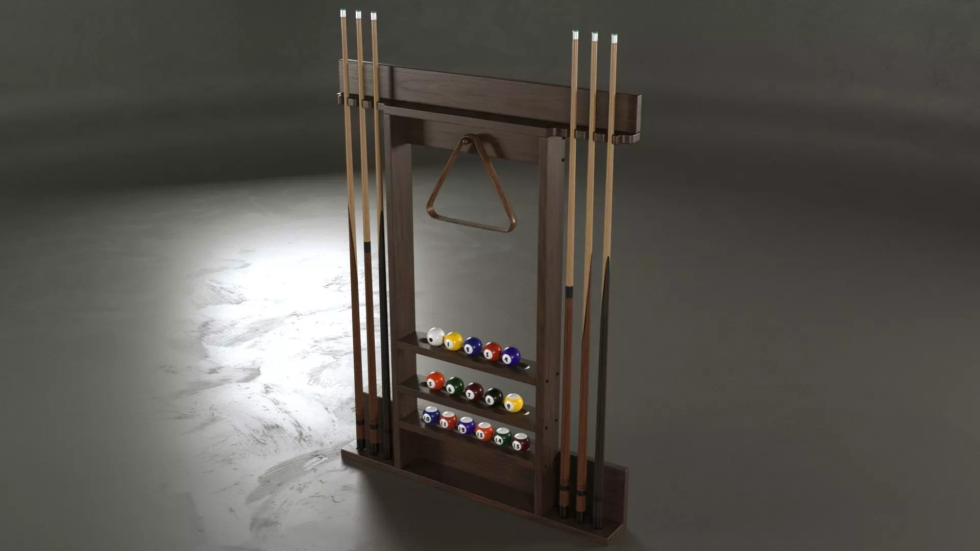 Cue Pool Rack 3D model_0