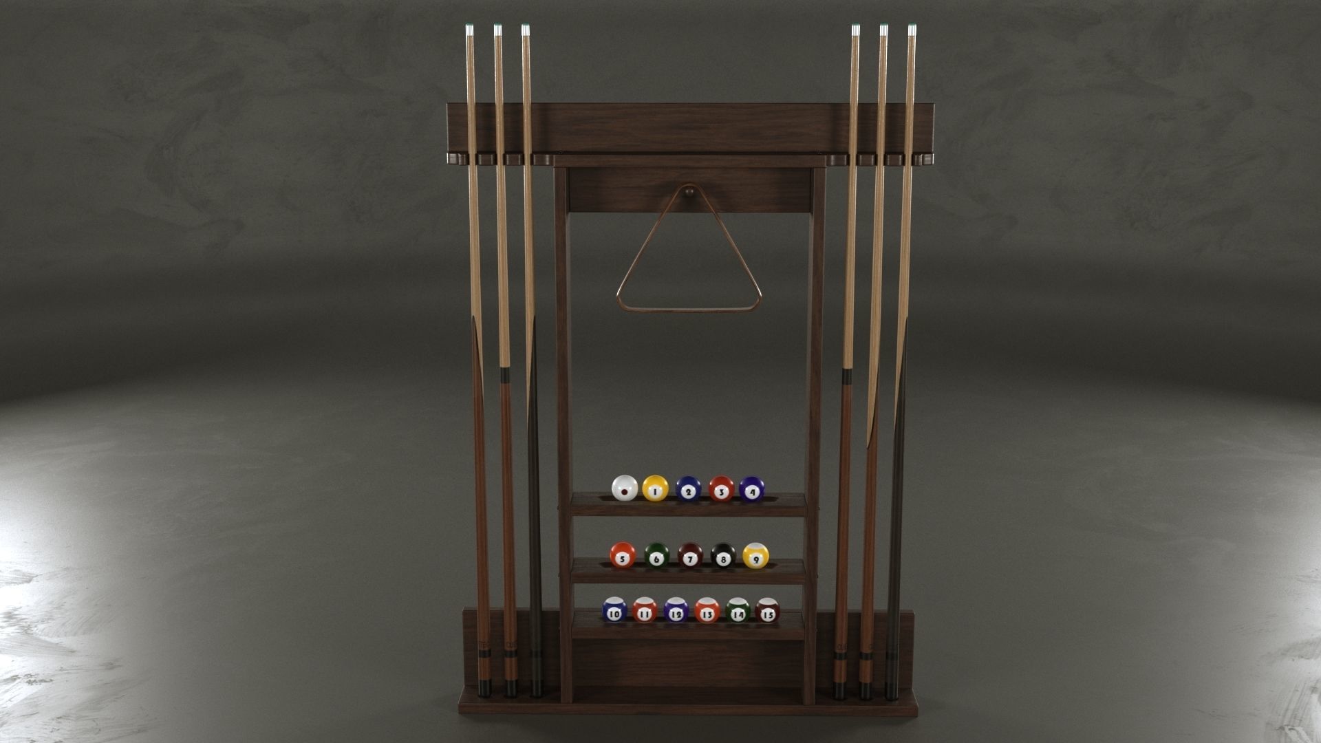 Cue Pool Rack 3D model_5