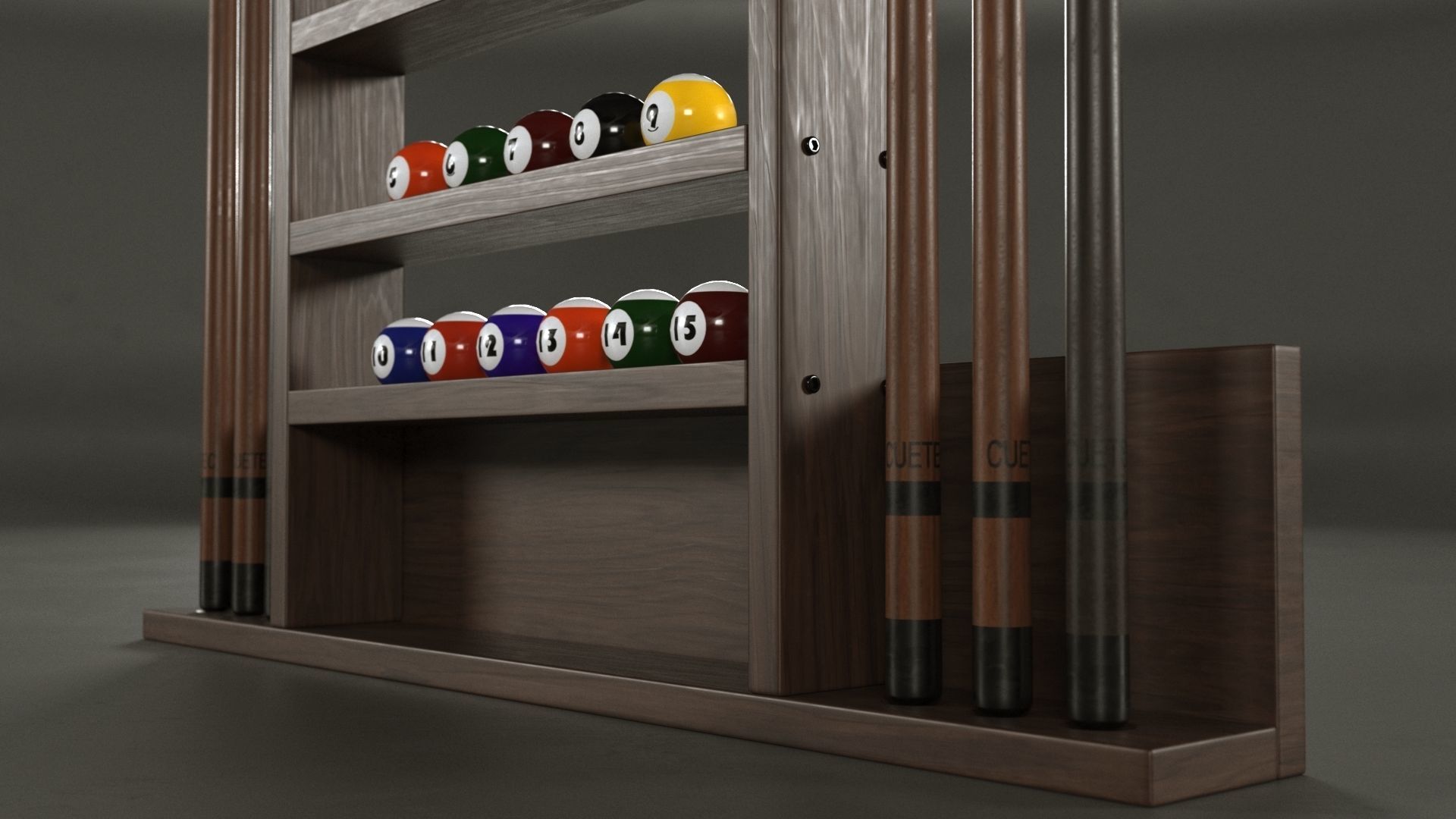 Cue Pool Rack 3D model_2