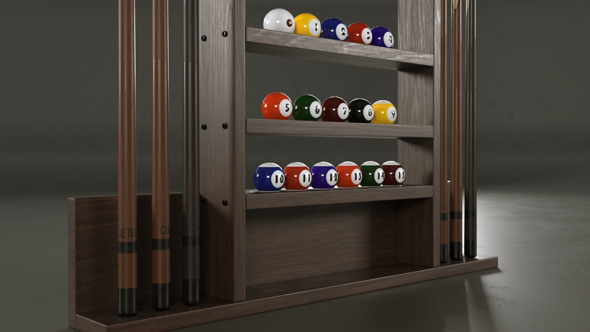 Cue Pool Rack 3D model_6