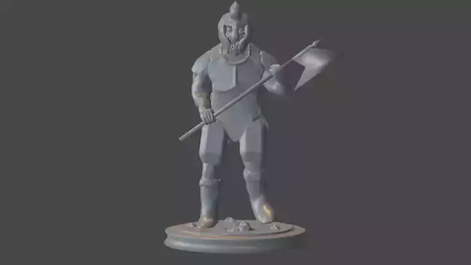 The orc statue of knight holding sword