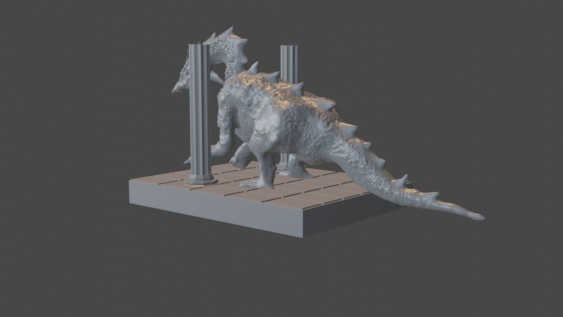 The dragon dinosaur on platform 3D print model_3