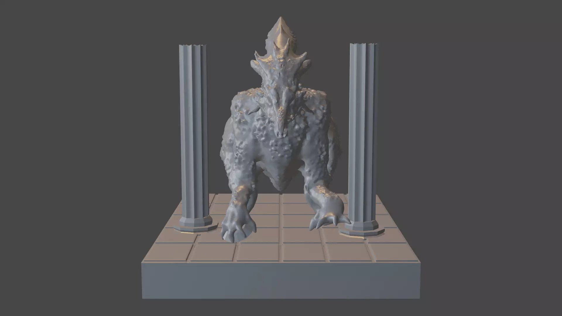 The dragon dinosaur on platform 3D print model_0