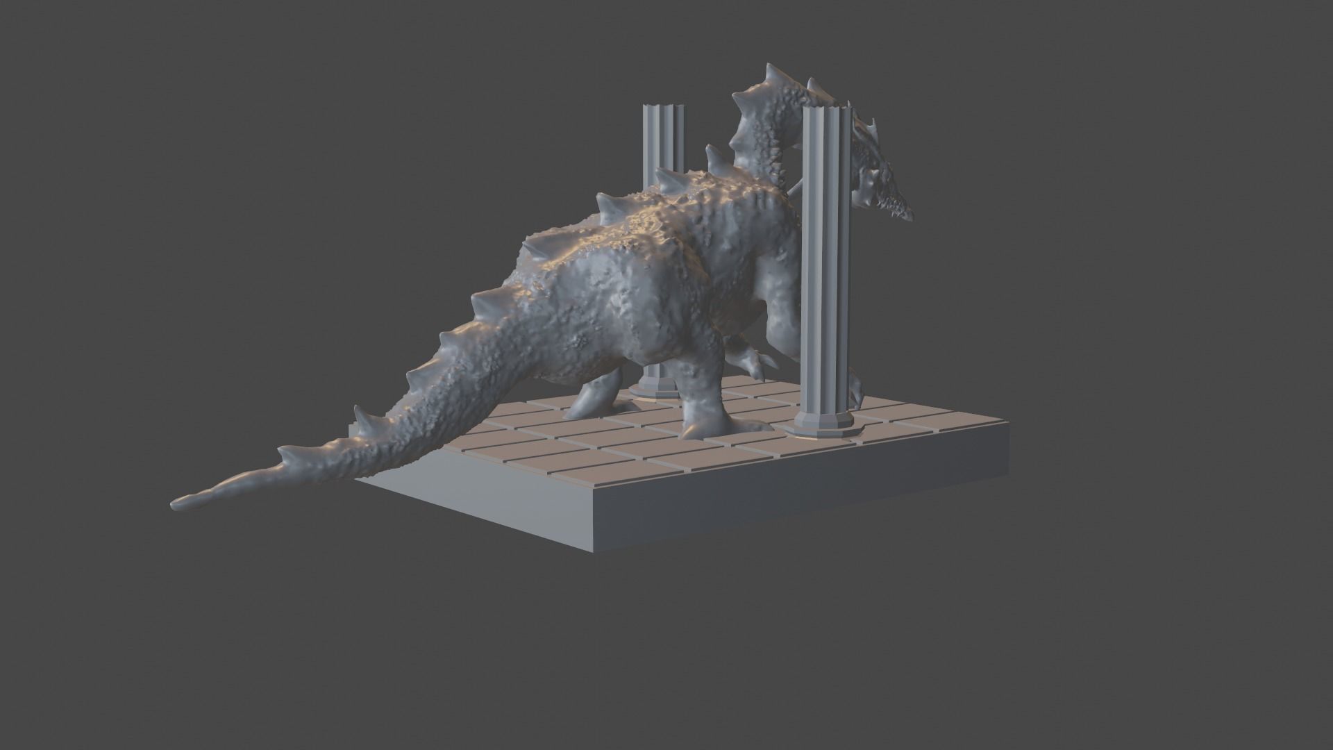The dragon dinosaur on platform 3D print model_5