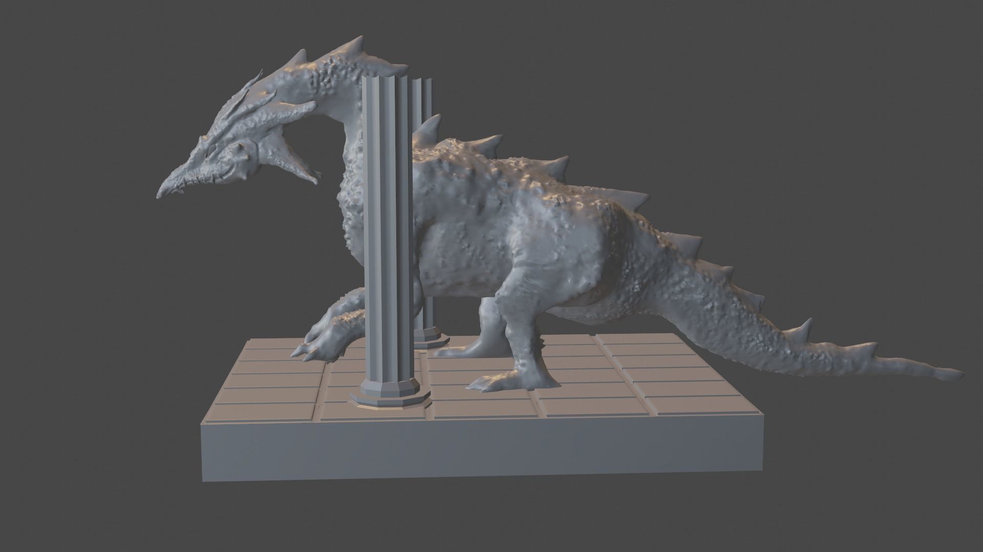The dragon dinosaur on platform 3D print model_2
