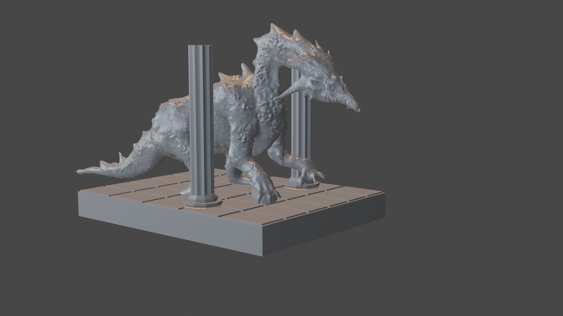 The dragon dinosaur on platform 3D print model_6