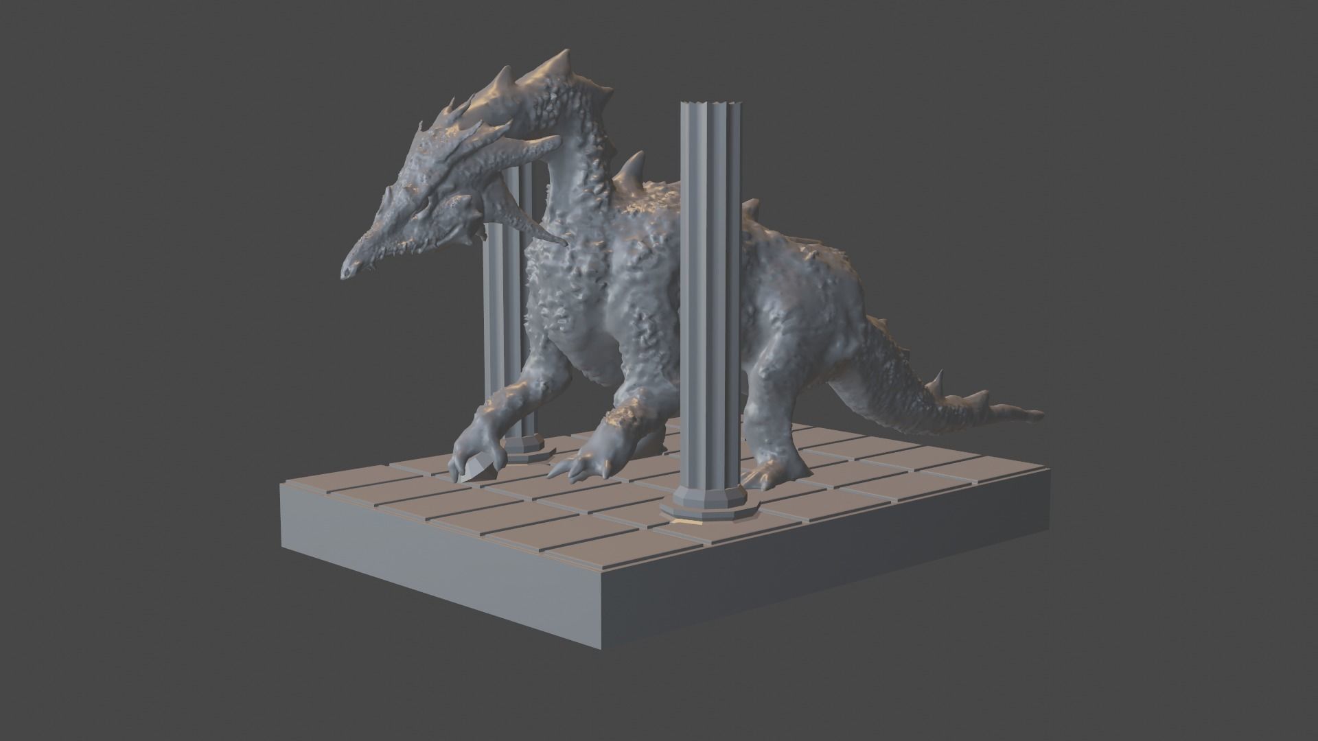 The dragon dinosaur on platform 3D print model_1