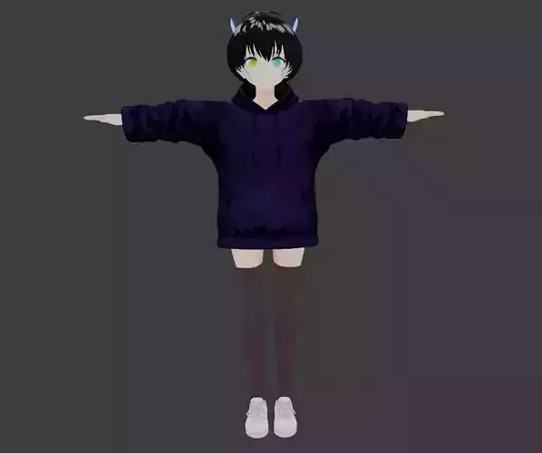 SciFi 3d anime kawaii girl character c16