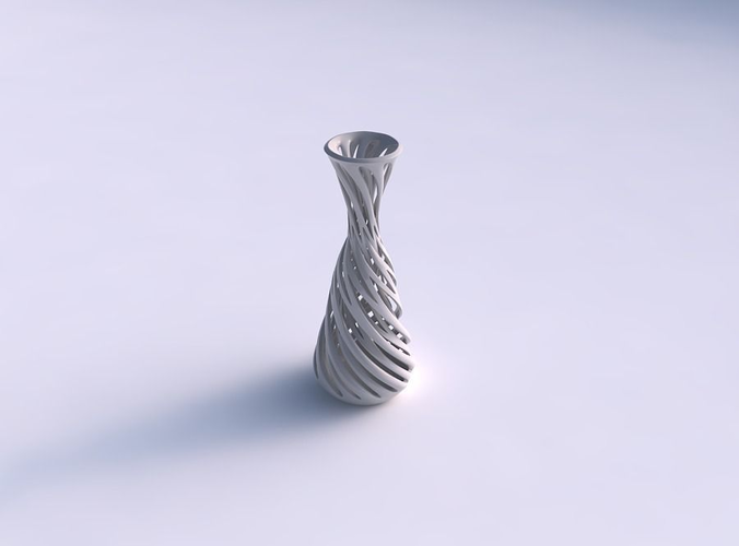 Vase taper squeezed neck with intertwining lines very twisted... 3D print model