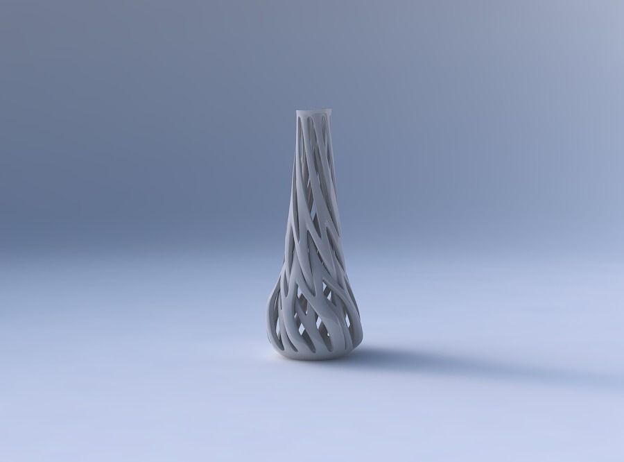 Vase taper slim with intertwining lines twisted wavy 3D print model_4