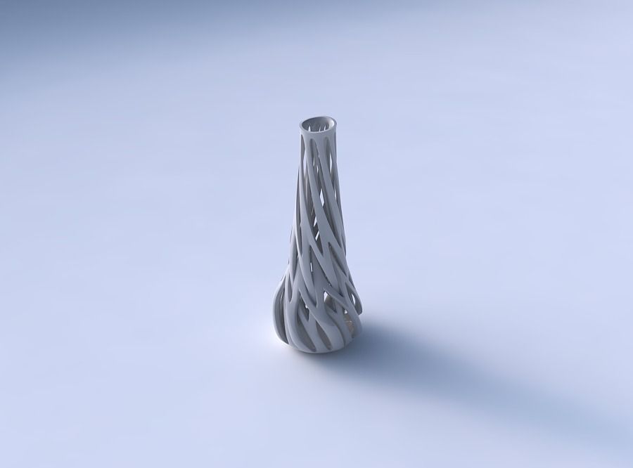 Vase taper slim with intertwining lines twisted wavy 3D print model_3