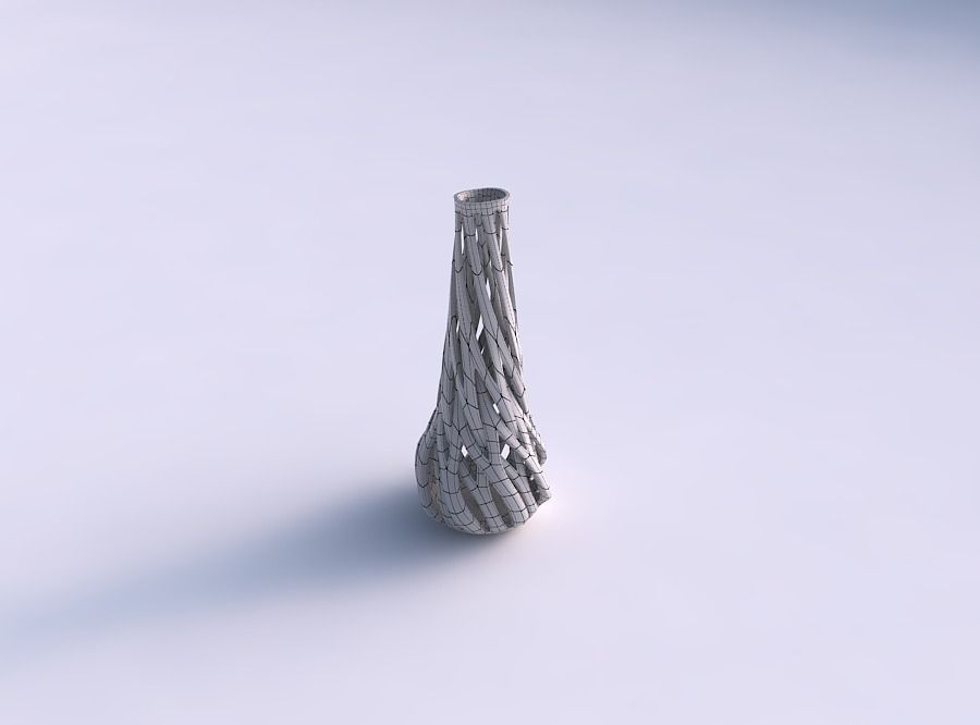 Vase taper slim with intertwining lines twisted wavy 3D print model_5