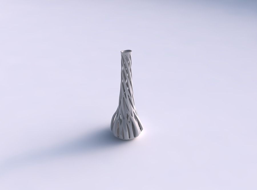 Vase taper slim with intertwining lines twisted and tapered wavy