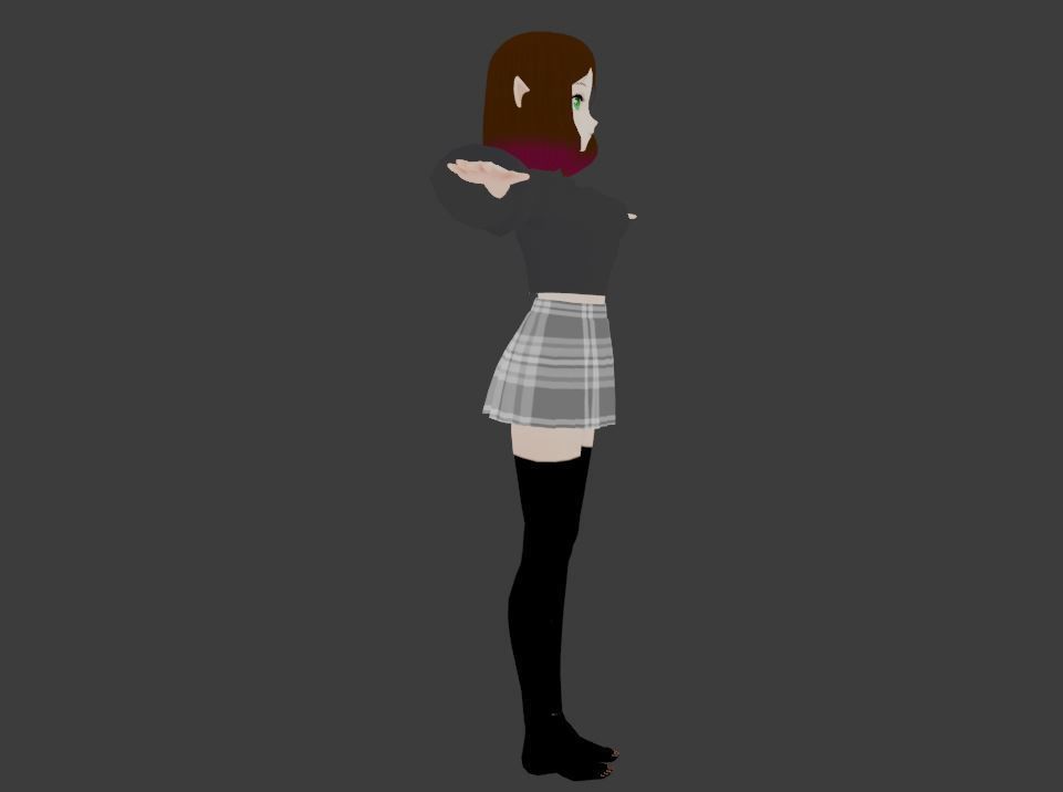 SciFi 3d anime kawaii girl character c21 Low-poly 3D model_4