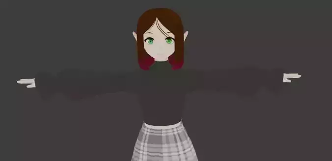 SciFi 3d anime kawaii girl character c21