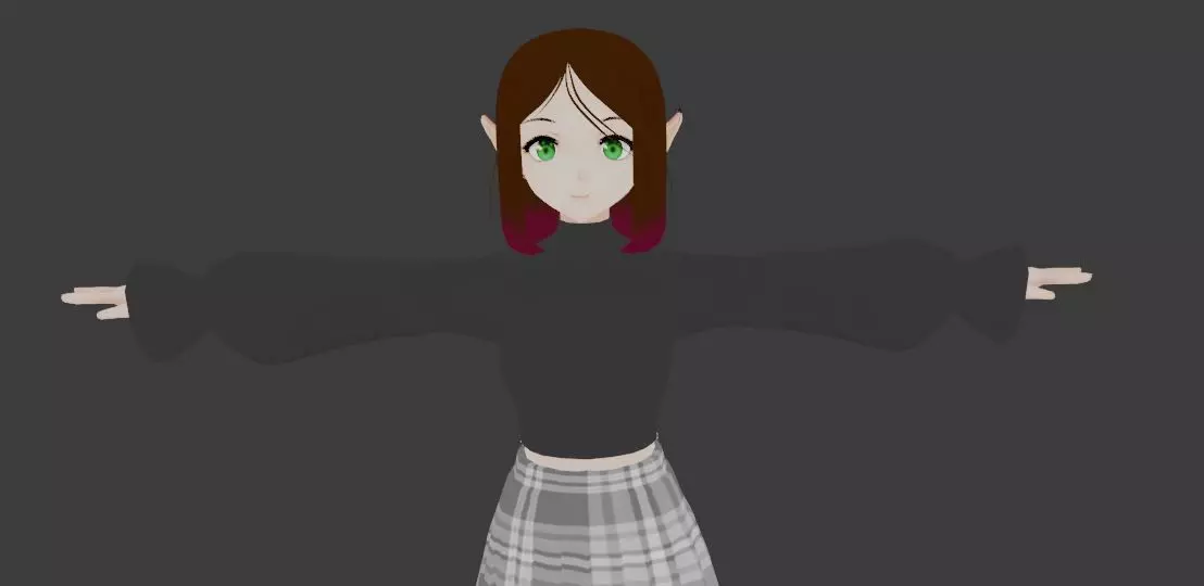 SciFi 3d anime kawaii girl character c21 Low-poly 3D model_0