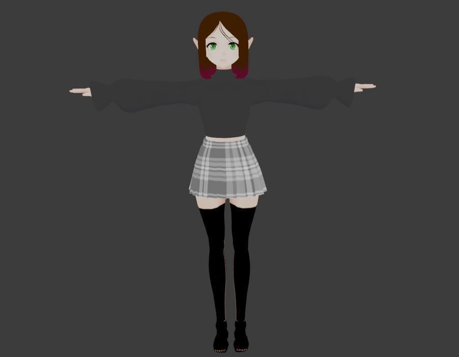 SciFi 3d anime kawaii girl character c21 Low-poly 3D model_1