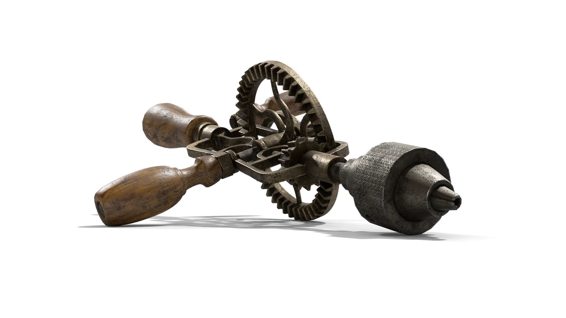 Old Hand Drill Low-poly 3D model_5