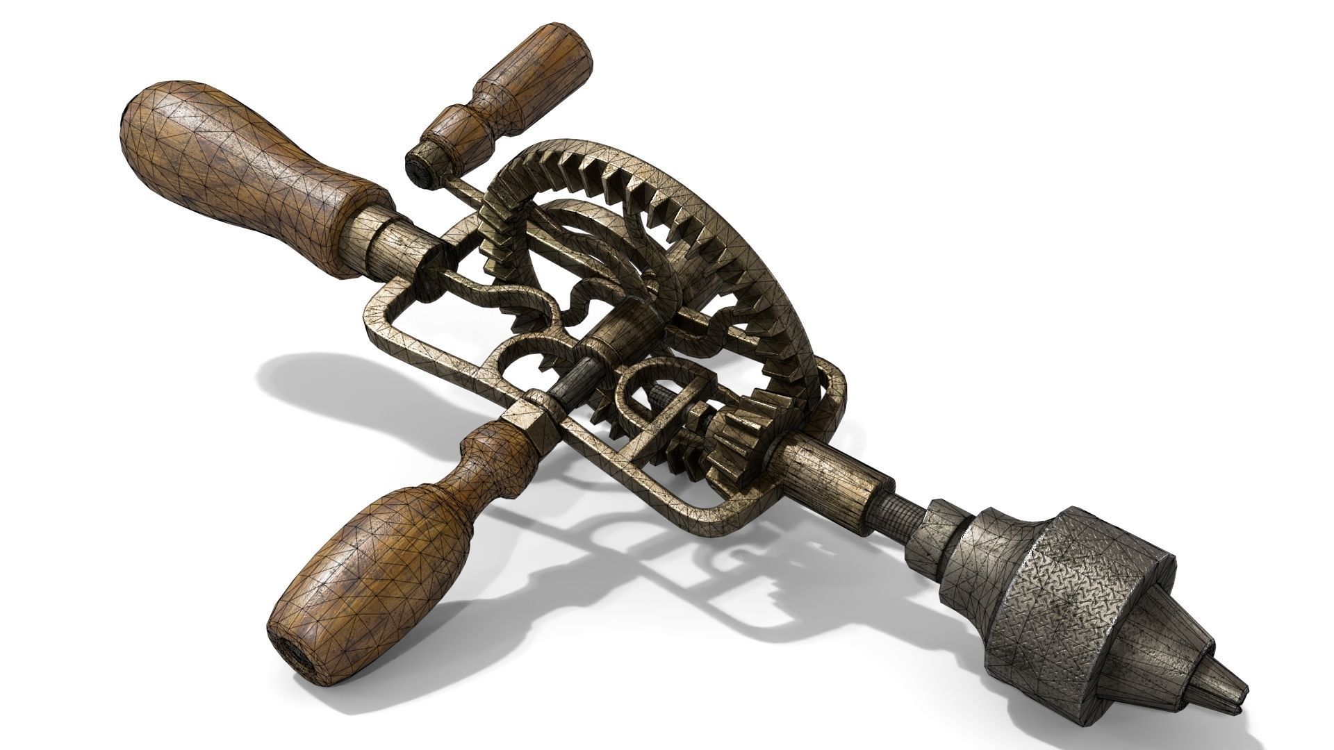 Old Hand Drill Low-poly 3D model_10
