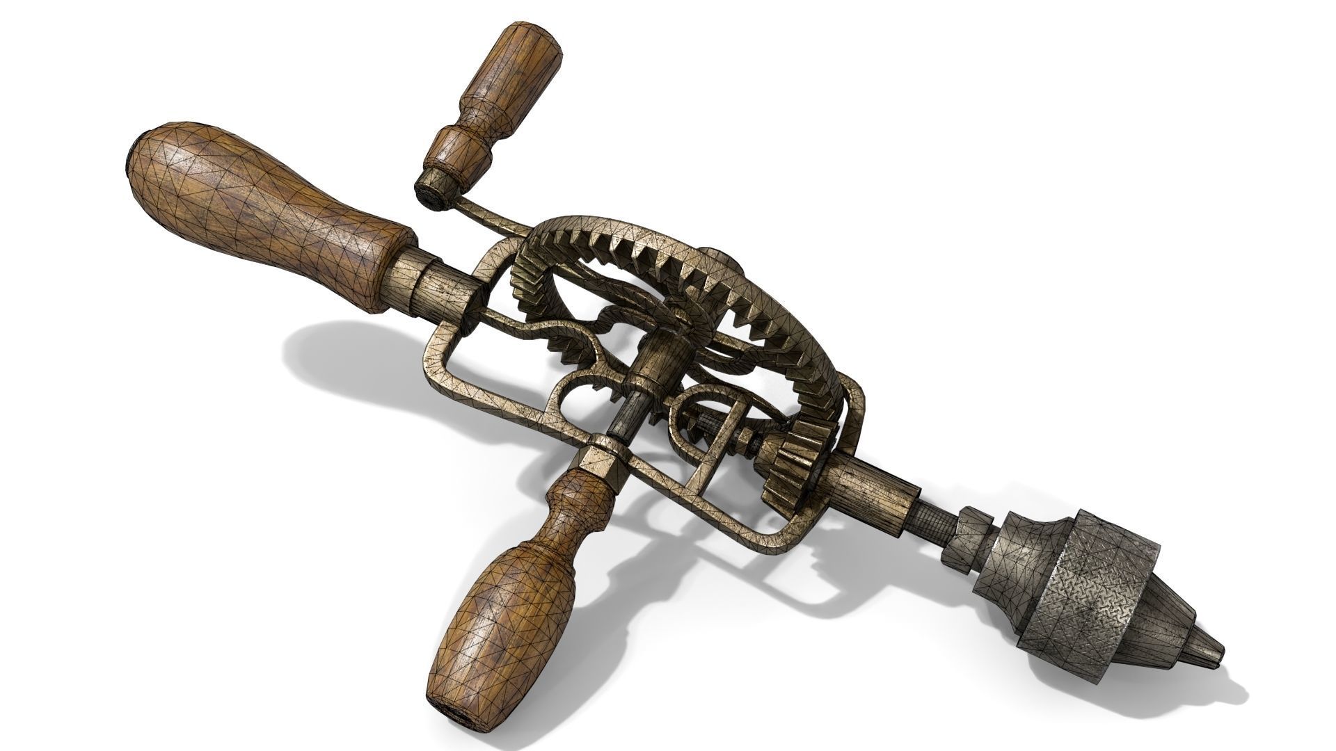 Old Hand Drill Low-poly 3D model_17