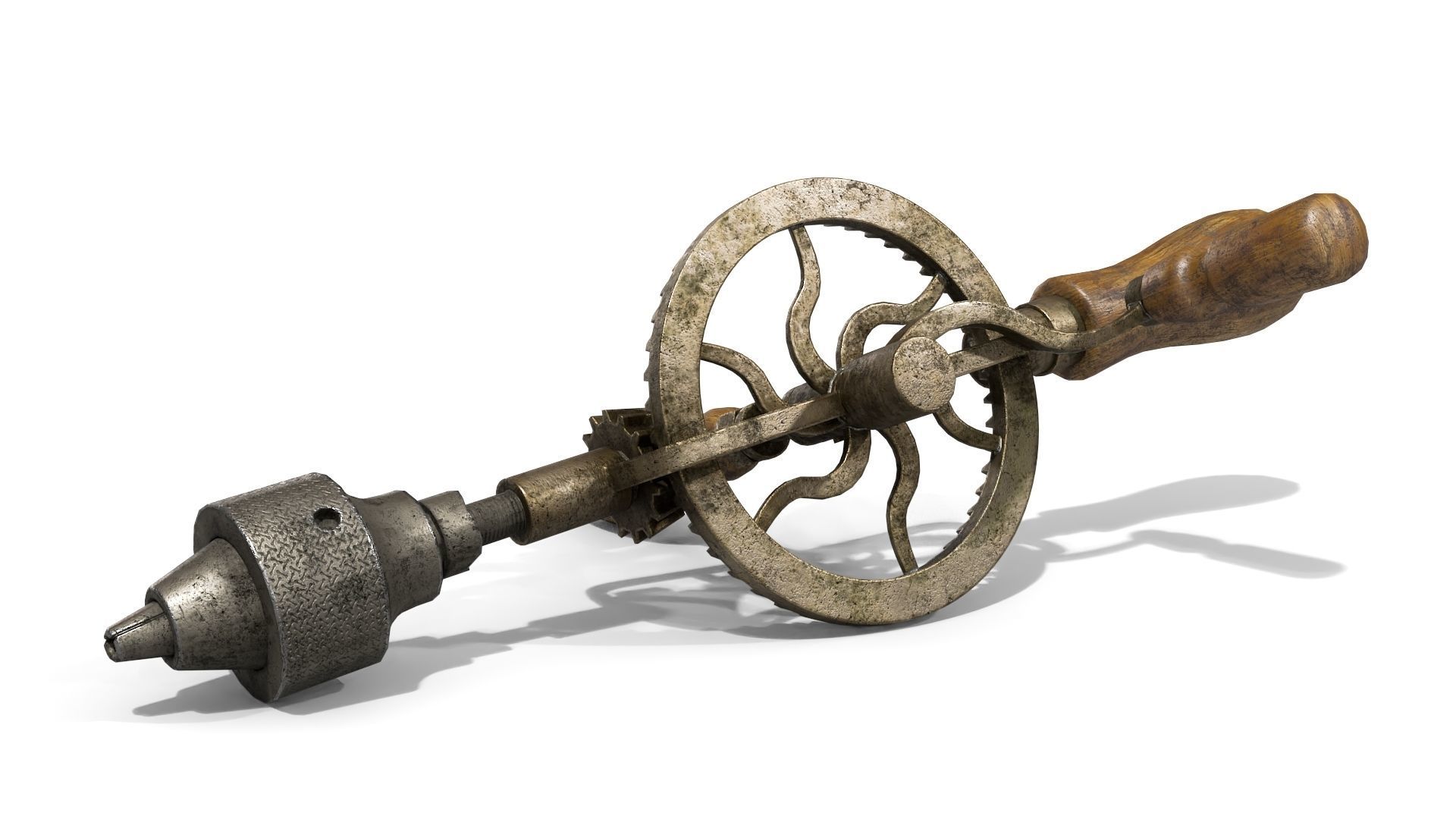 Old Hand Drill Low-poly 3D model_3
