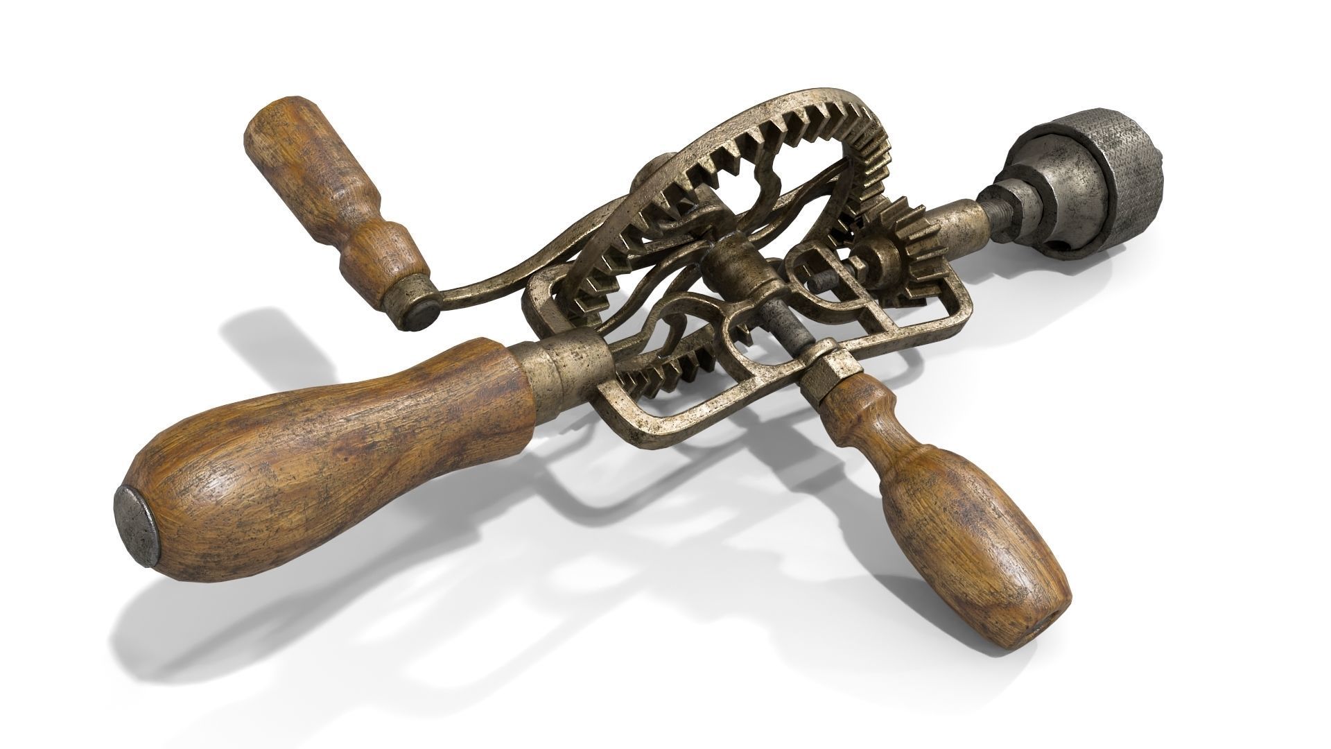 Old Hand Drill Low-poly 3D model_2