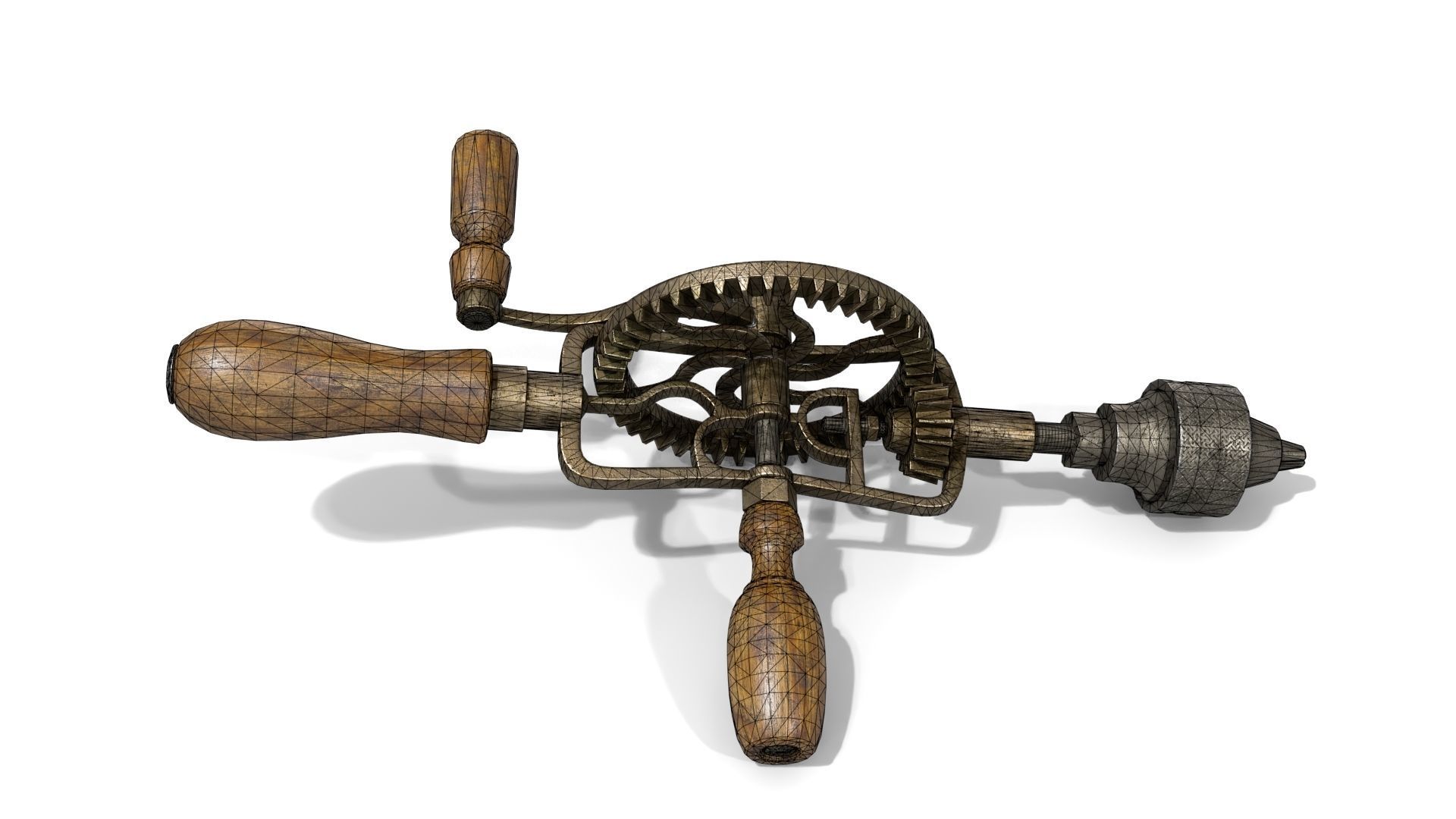 Old Hand Drill Low-poly 3D model_14