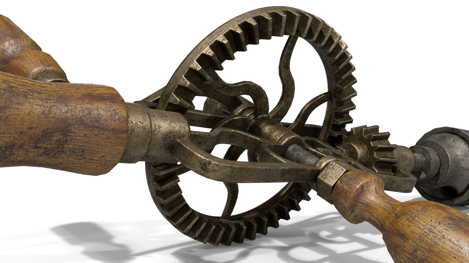 Old Hand Drill Low-poly 3D model_9