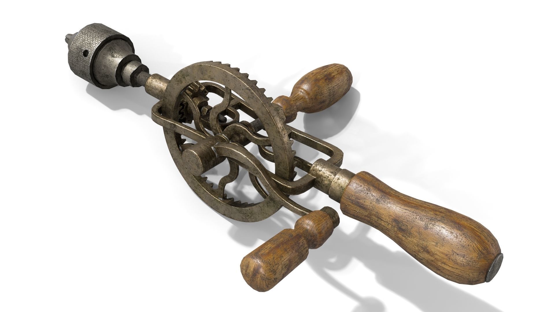 Old Hand Drill Low-poly 3D model_1