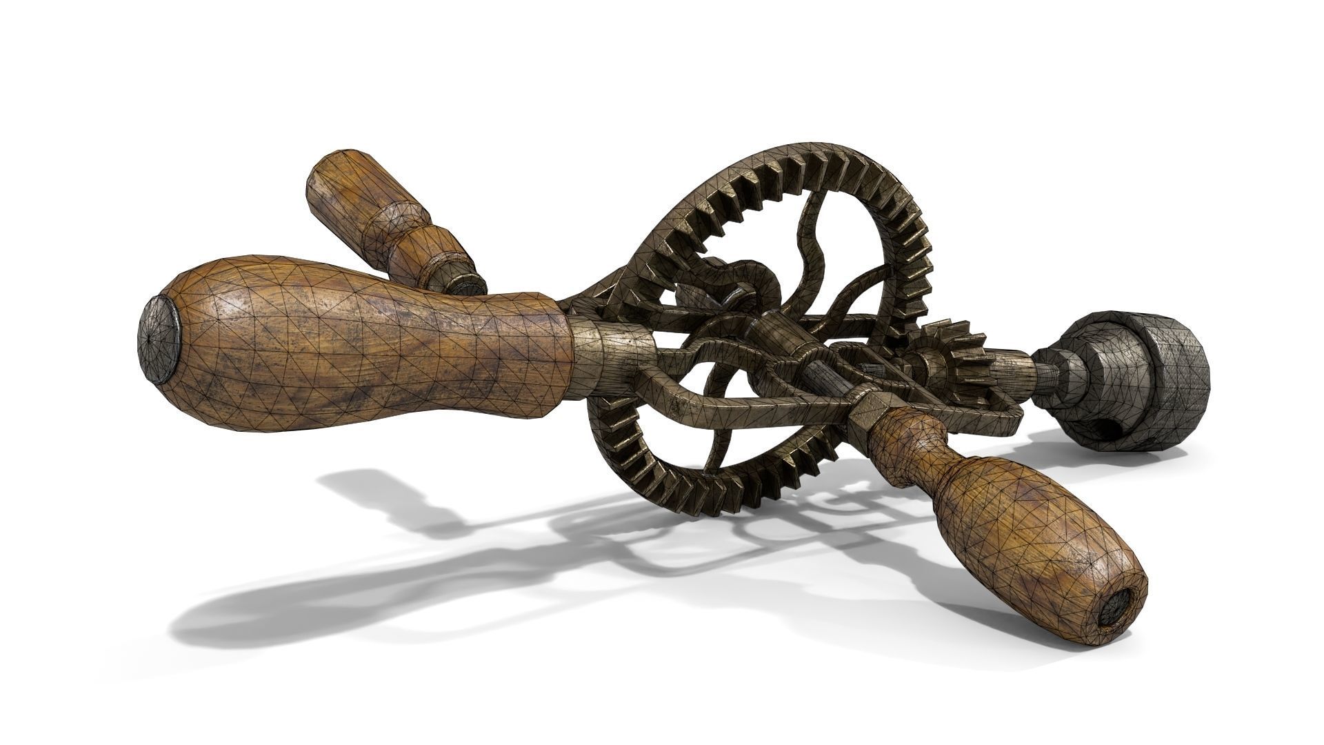 Old Hand Drill Low-poly 3D model_16
