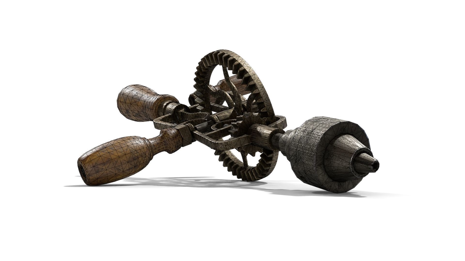 Old Hand Drill Low-poly 3D model_15
