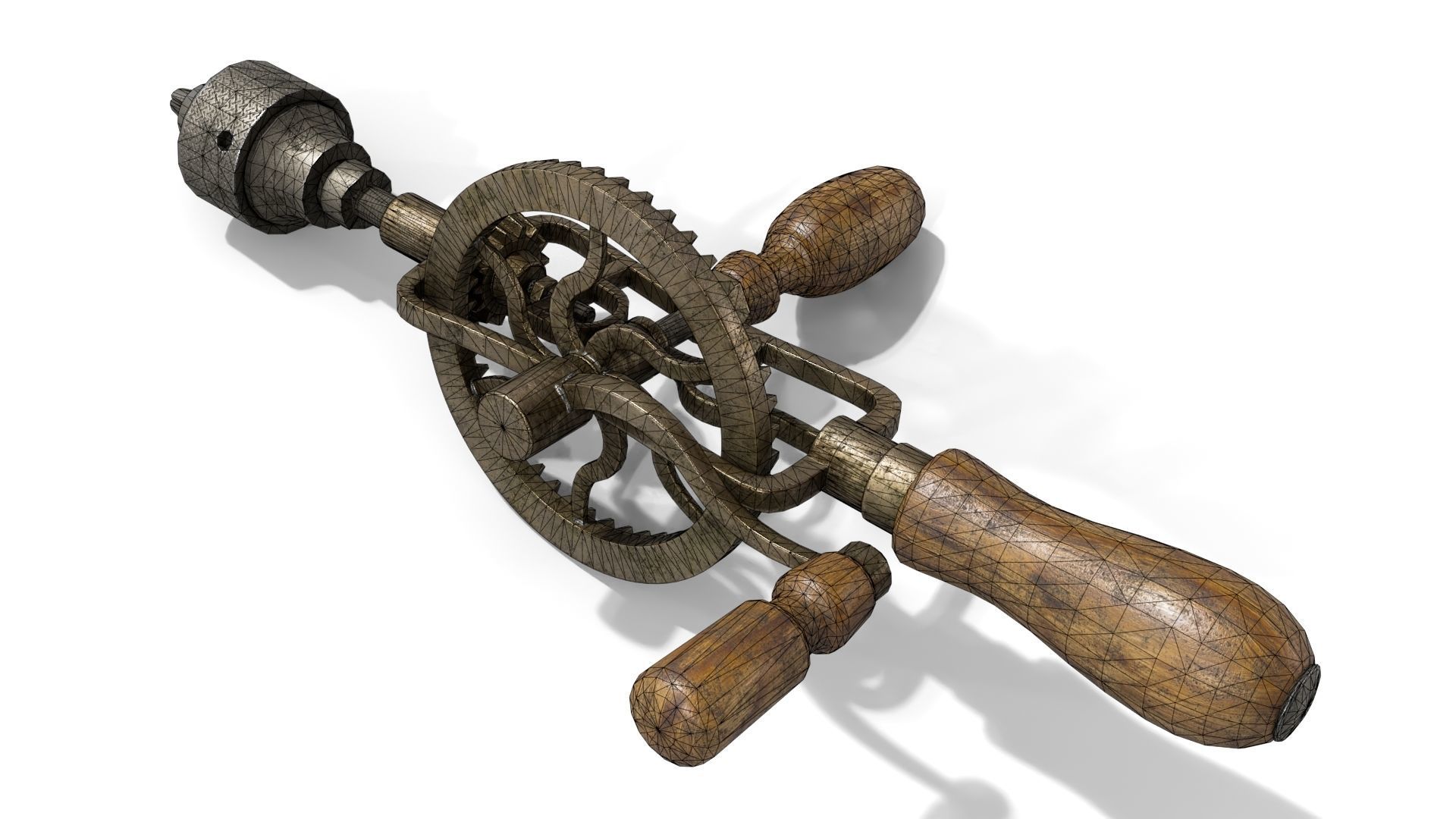 Old Hand Drill Low-poly 3D model_11
