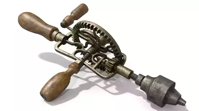 Old Hand Drill Low-poly 3D model