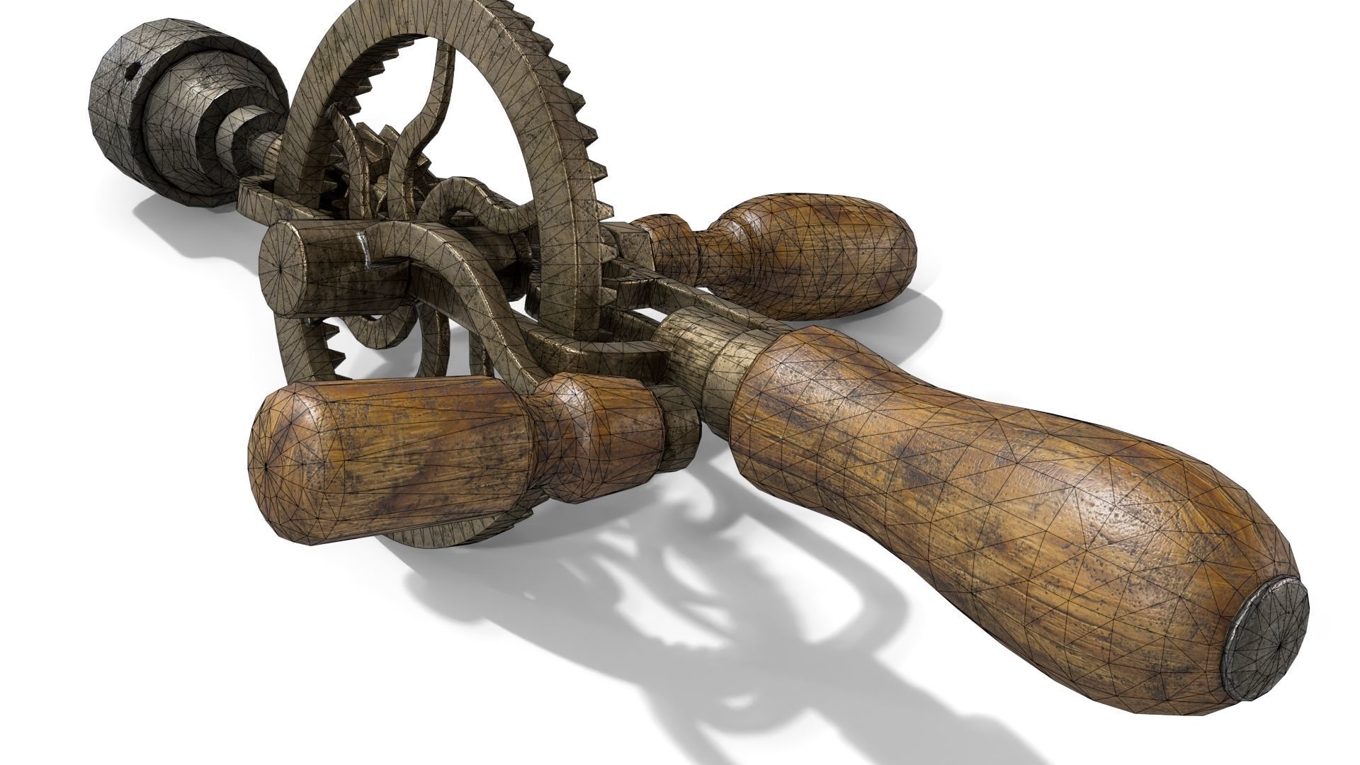 Old Hand Drill Low-poly 3D model_18