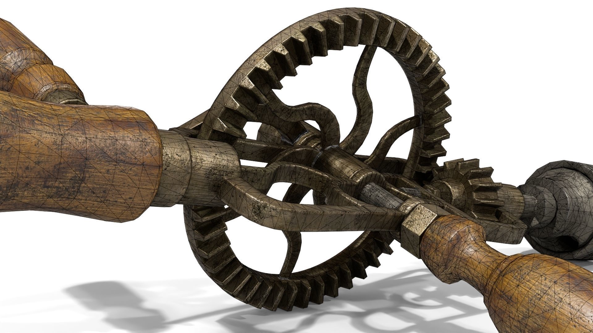 Old Hand Drill Low-poly 3D model_19