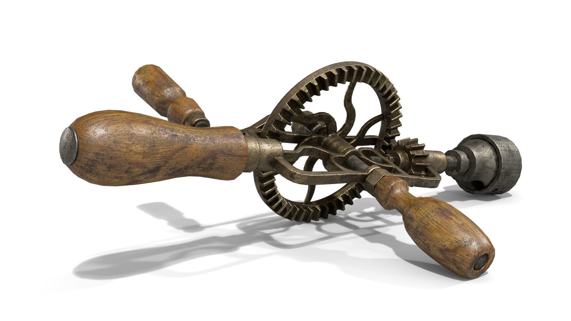 Old Hand Drill Low-poly 3D model_6