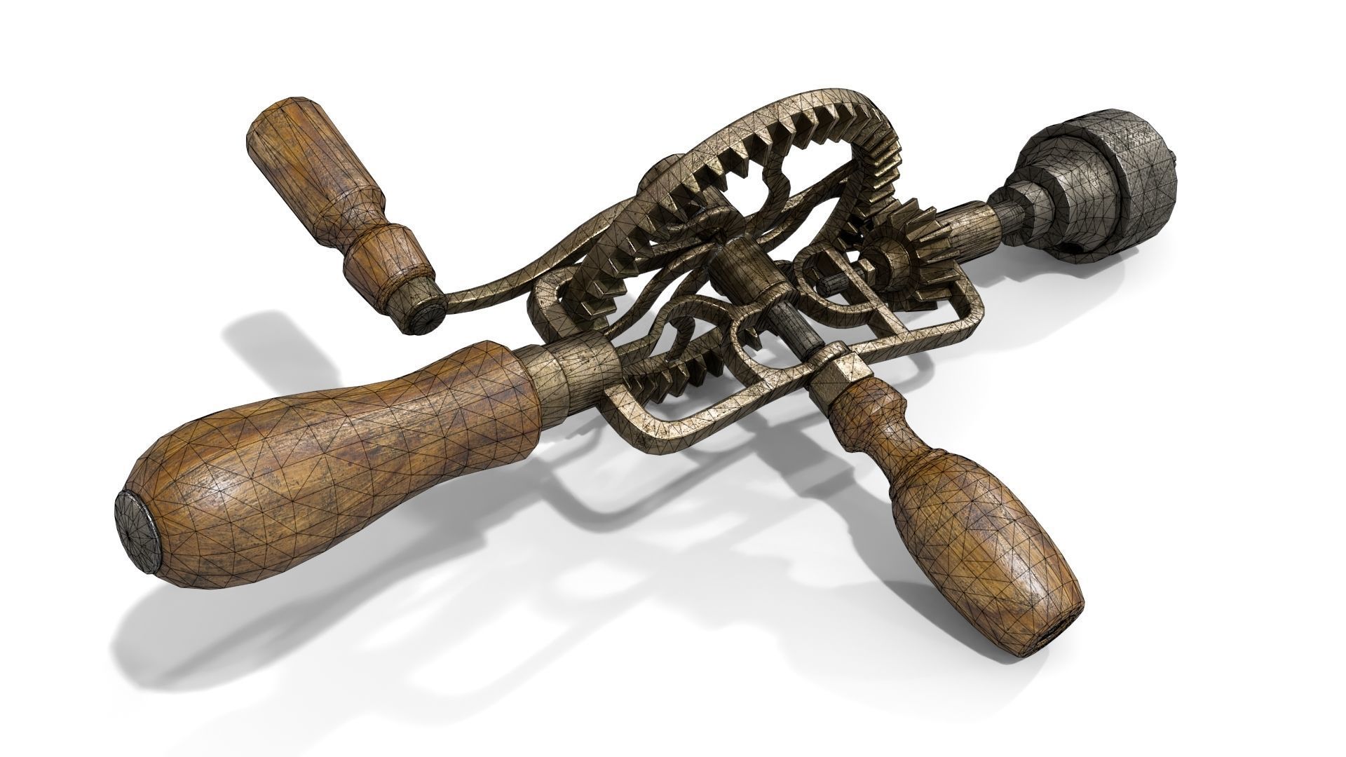 Old Hand Drill Low-poly 3D model_12