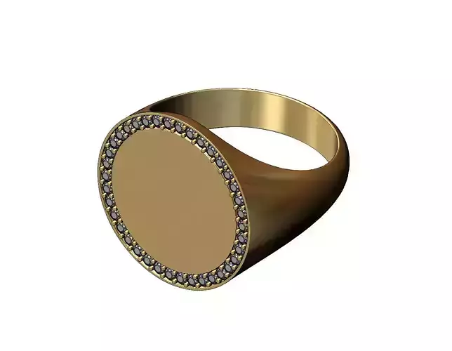 Large diamond 21mm round signet ring US size 7 to 11