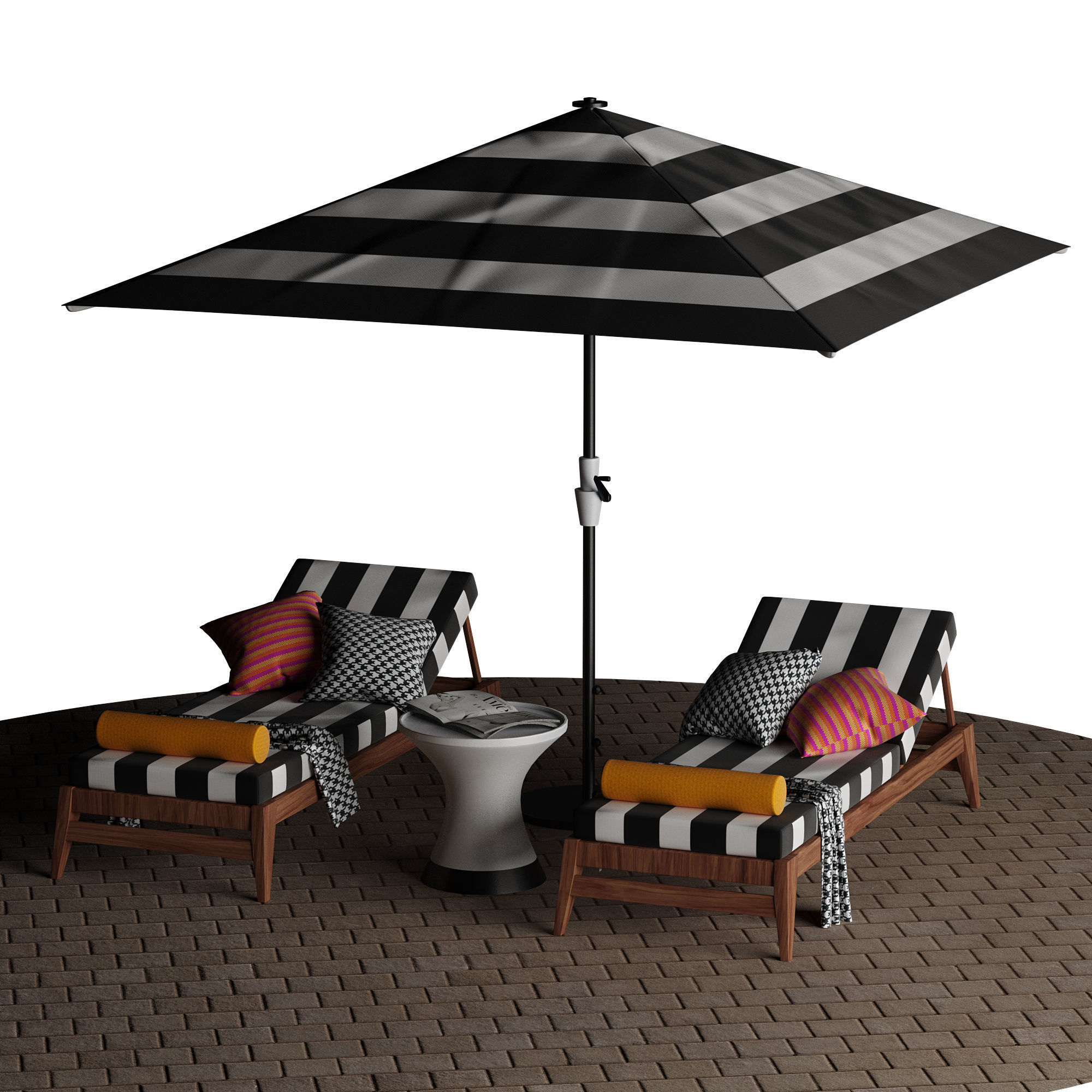Beach lounge outdoor set 10 3D model_33