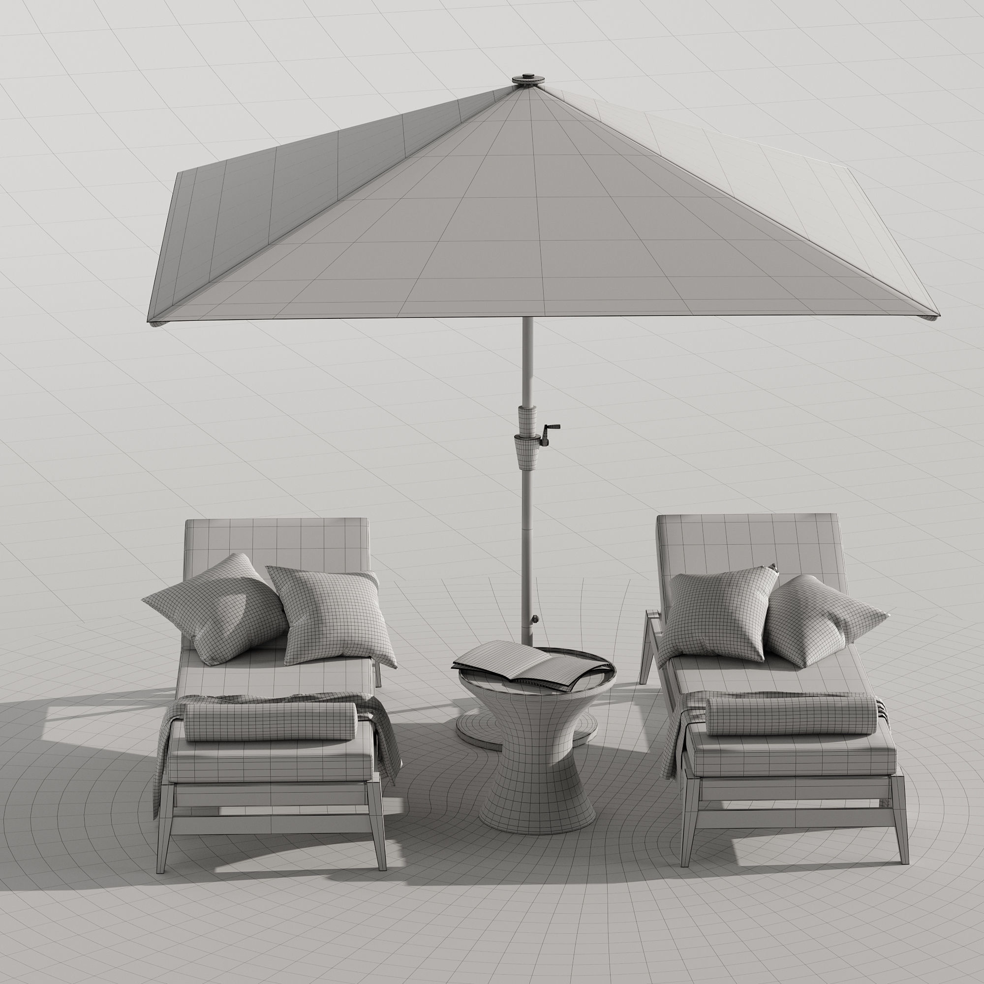 Beach lounge outdoor set 10 3D model_14