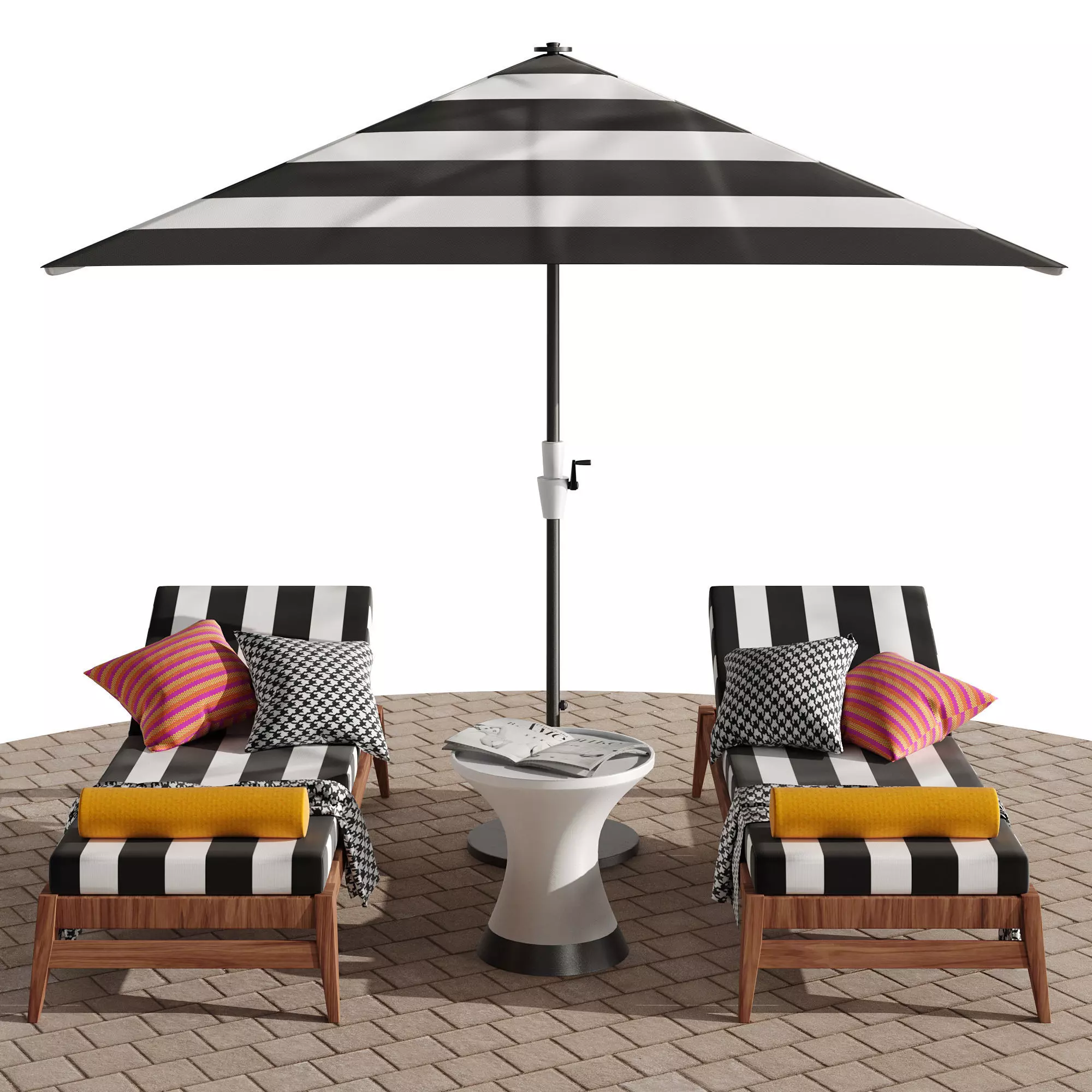 Beach lounge outdoor set 10 3D model_0