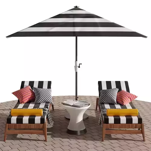 Beach lounge outdoor set 10 3D model