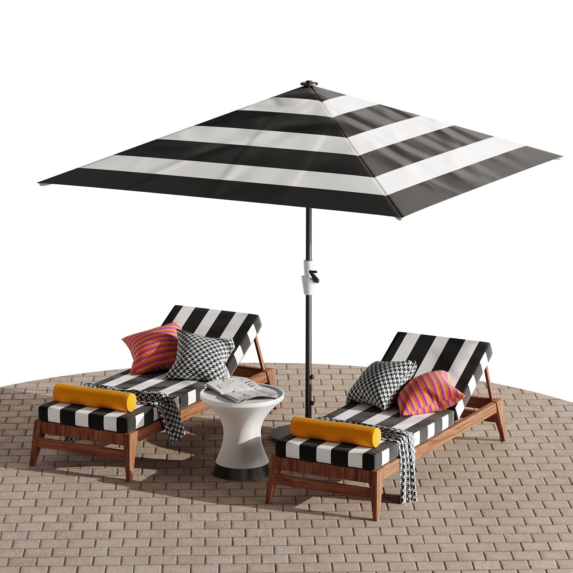 Beach lounge outdoor set 10 3D model_3